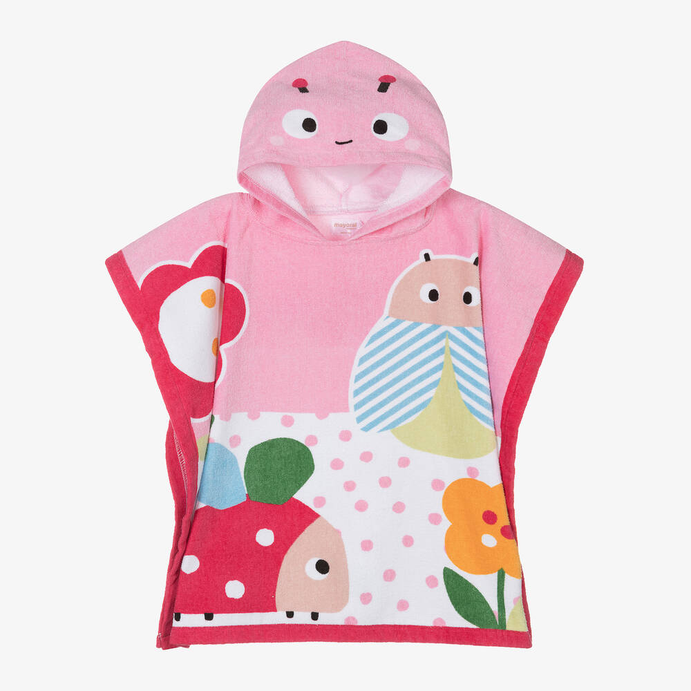Mayoral Newborn - Girls Pink Cotton Ladybird Poncho Towel | Childrensalon