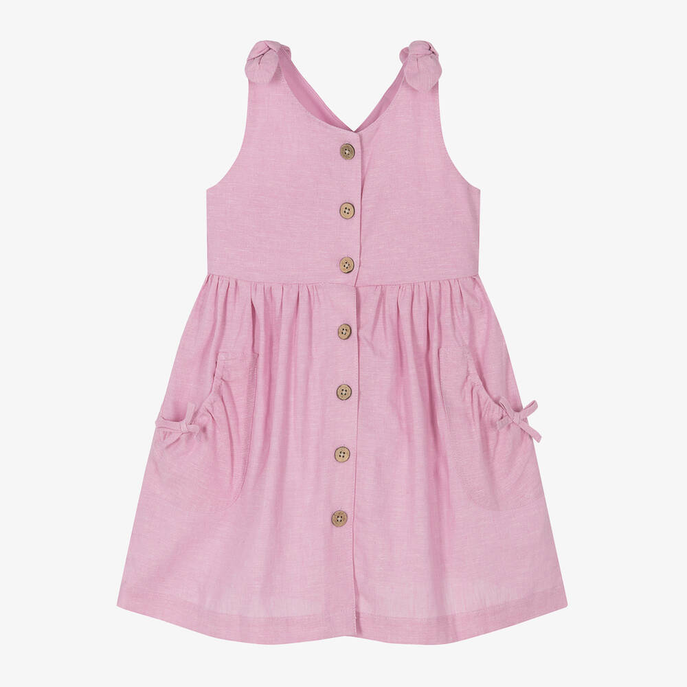 Shop Mayoral Girls Pink Cotton & Linen Dress