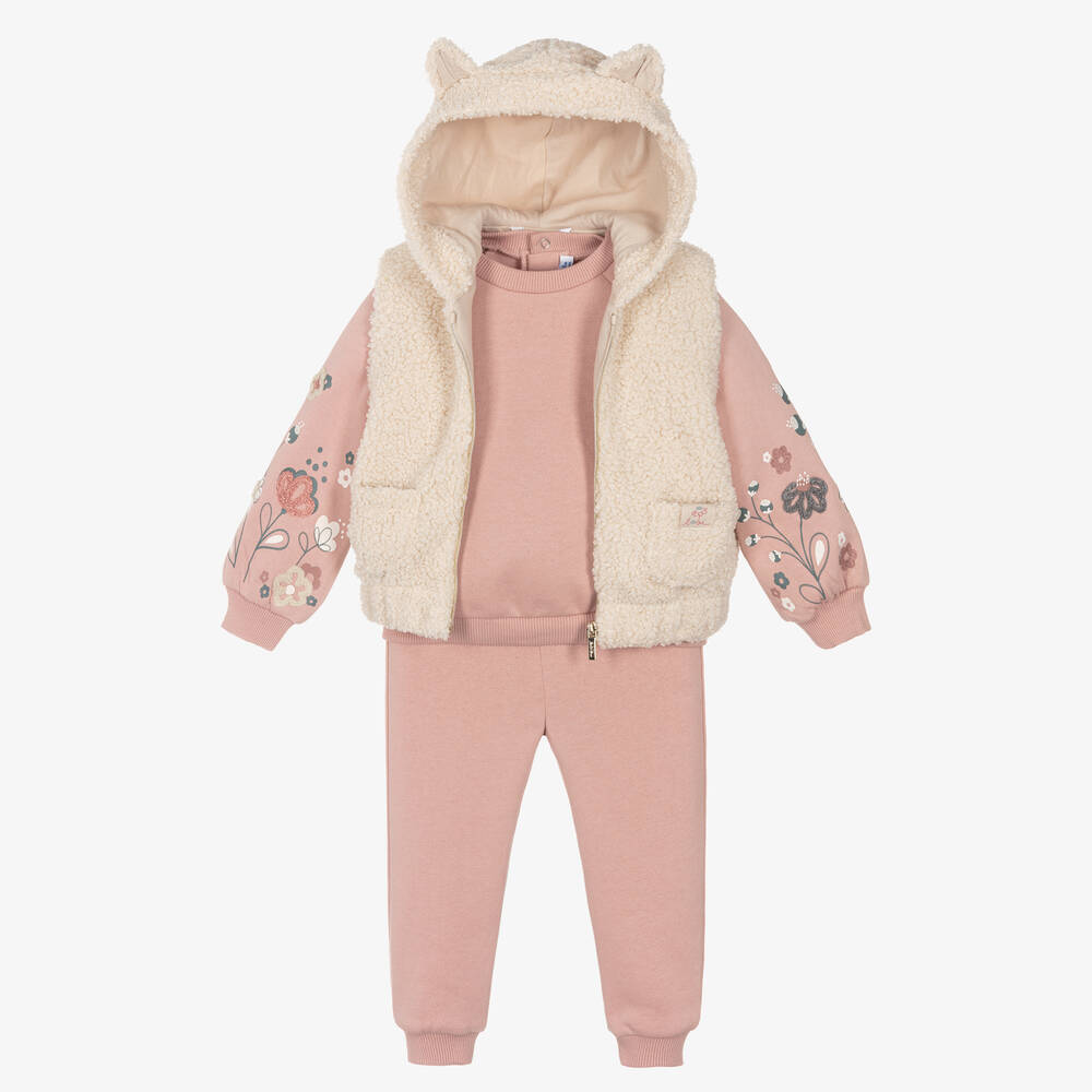 Mayoral - Girls Pink Cotton Tracksuit Set | Childrensalon