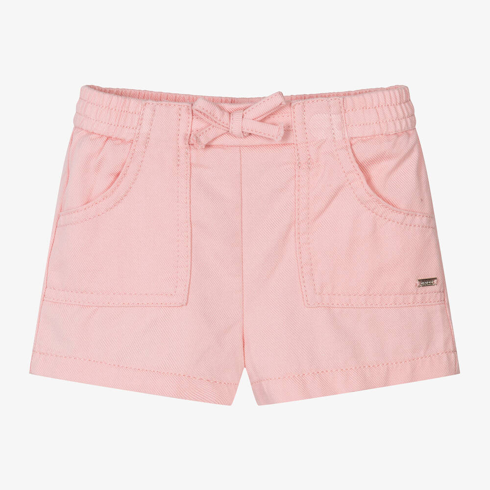 Mayoral - Girls Pink Cotton Twill Shorts | Childrensalon