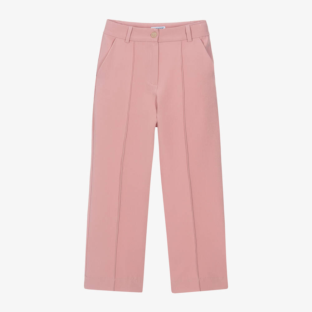 Mayoral Kids' Girls Pink Crêpe Tailored Trousers