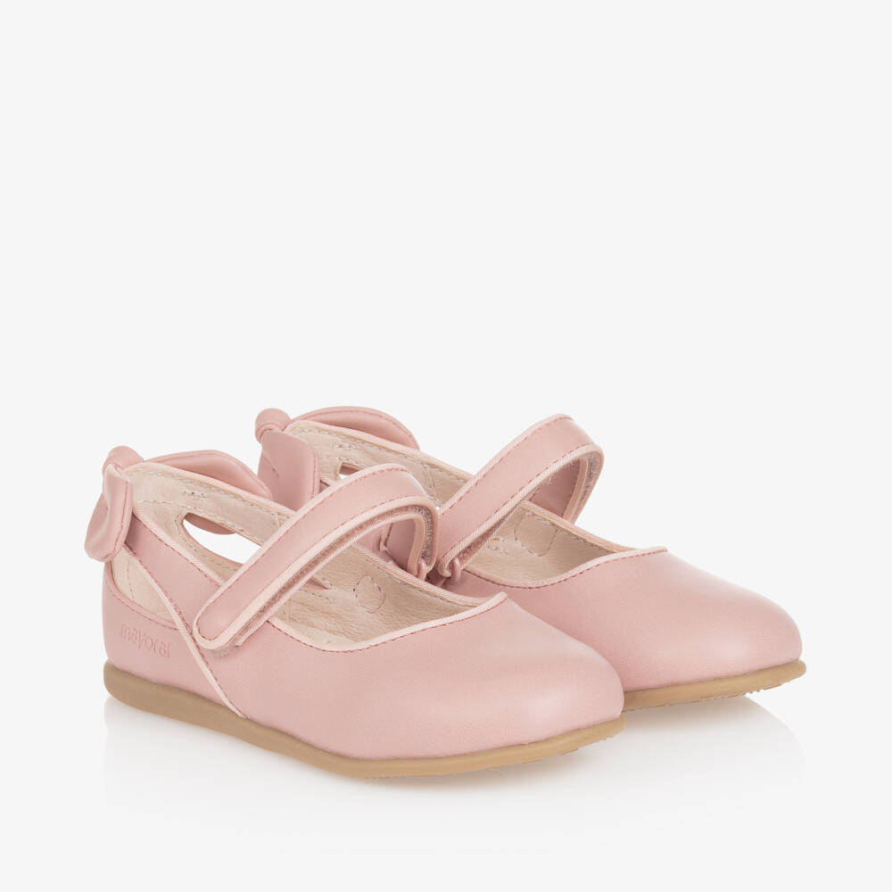 Mayoral - Girls Pink Faux Leather Bow Shoes | Childrensalon