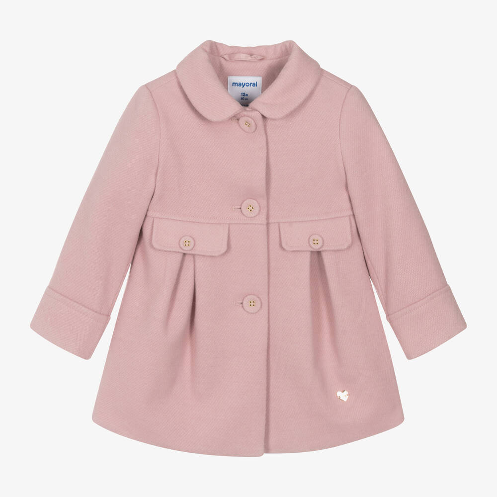 Mayoral - Girls Pink Felted Coat | Childrensalon