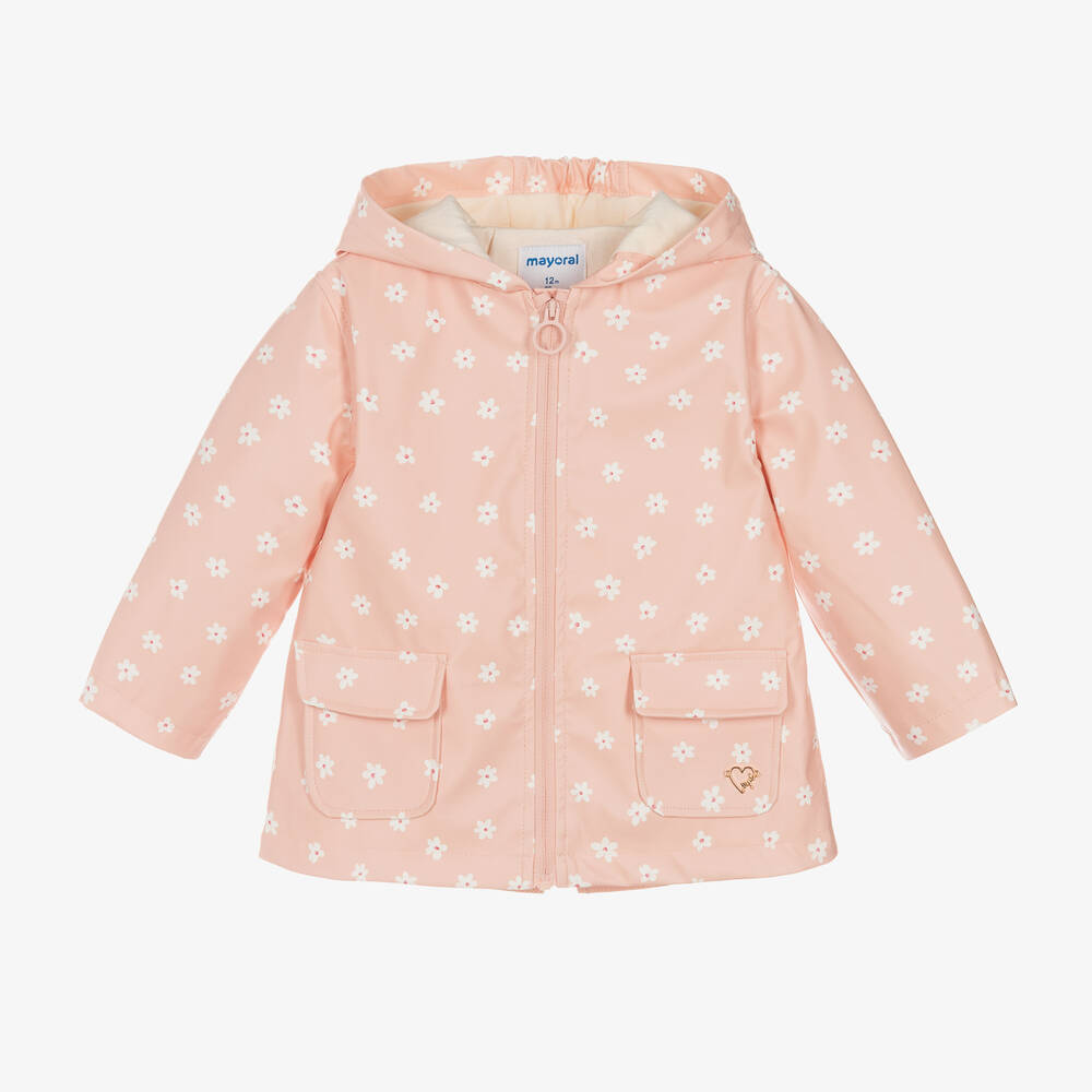 Mayoral - Girls Pink Floral Raincoat | Childrensalon