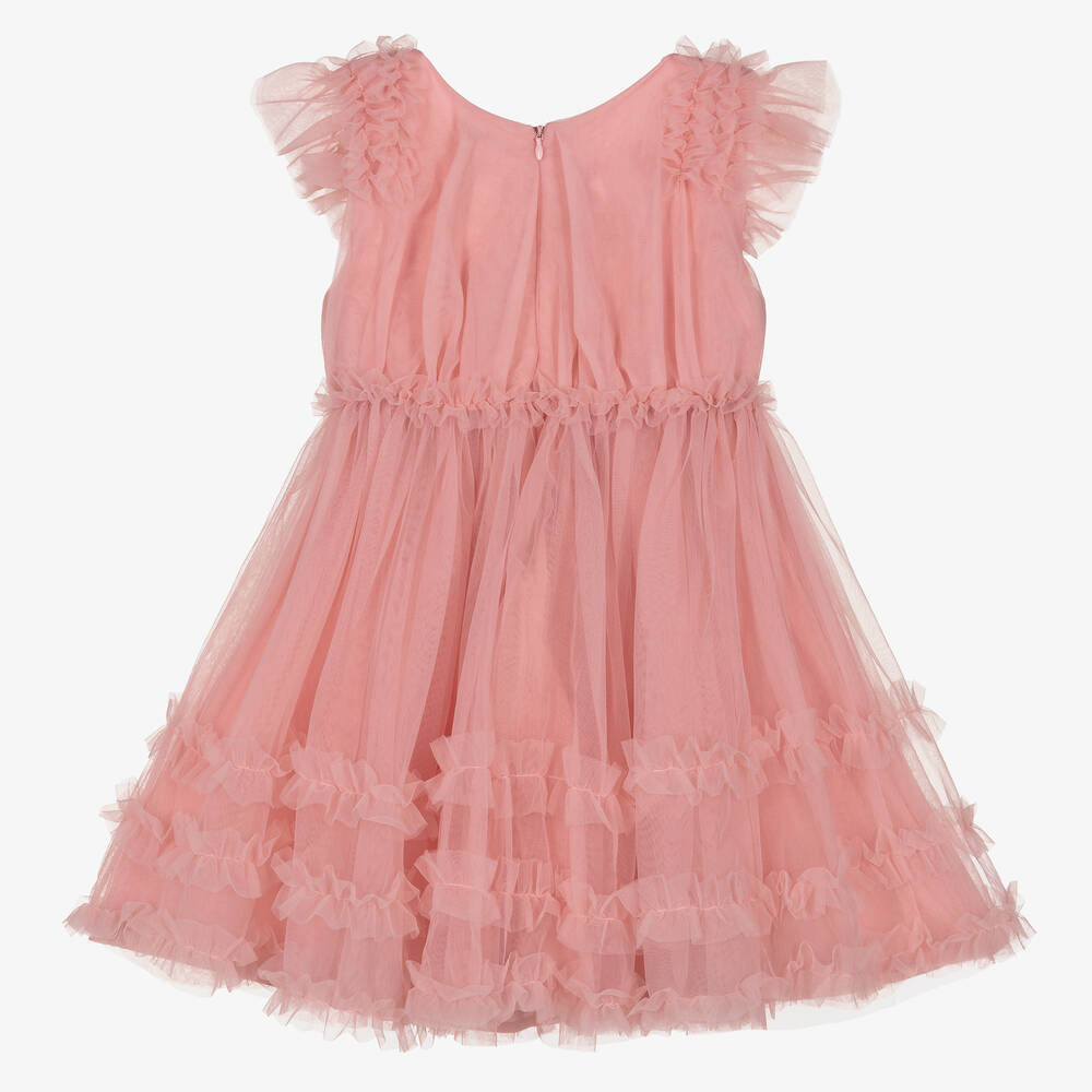 Mayoral - Girls Pink Frilled Tulle Dress | Childrensalon