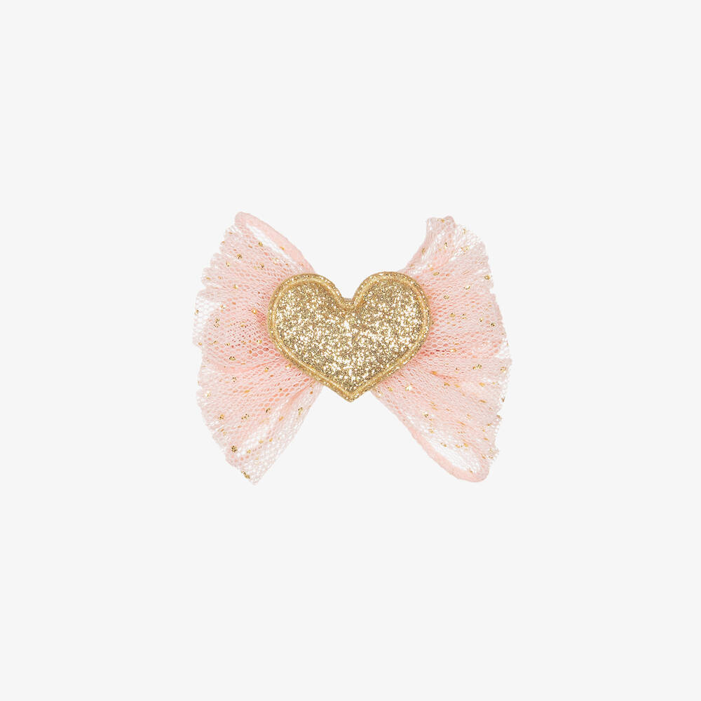 Mayoral Kids' Girls Pink & Gold Heart Hair Clip (6cm)