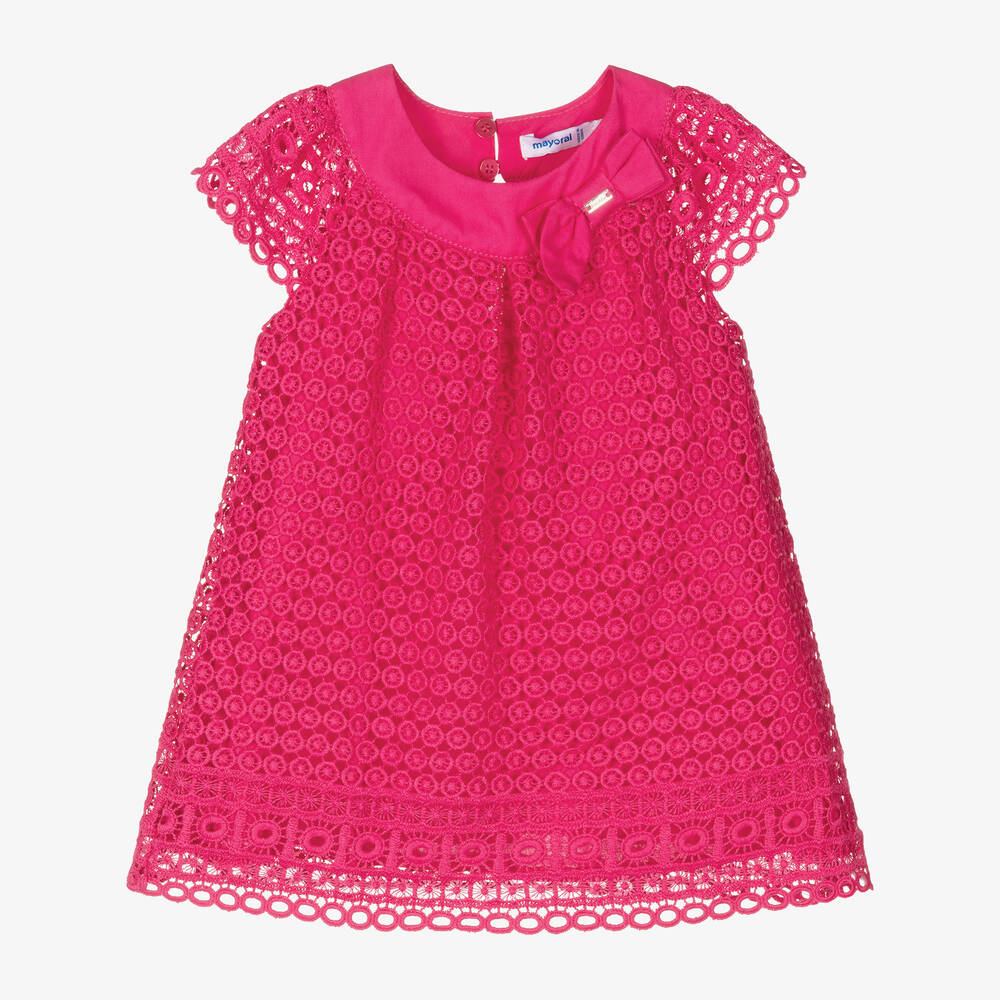 Mayoral Babies' Girls Pink Guipure Lace Dress