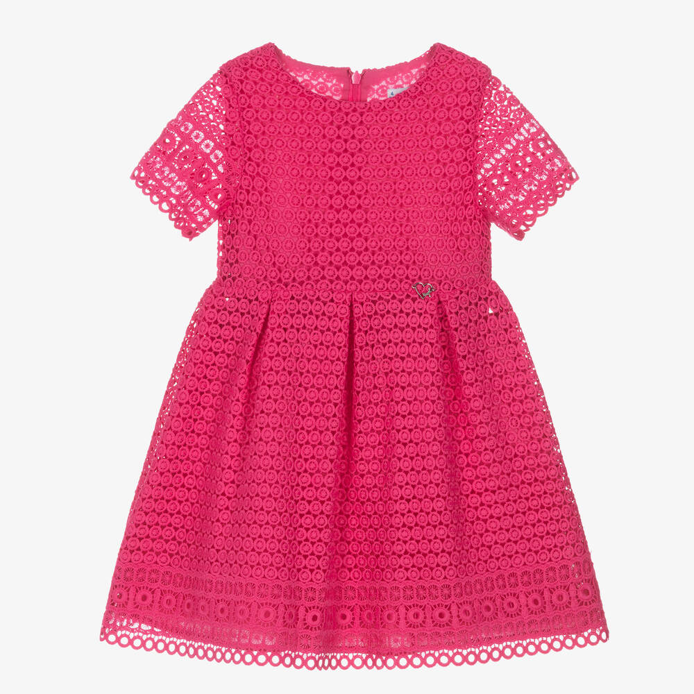 Shop Mayoral Girls Pink Guipure Lace Dress