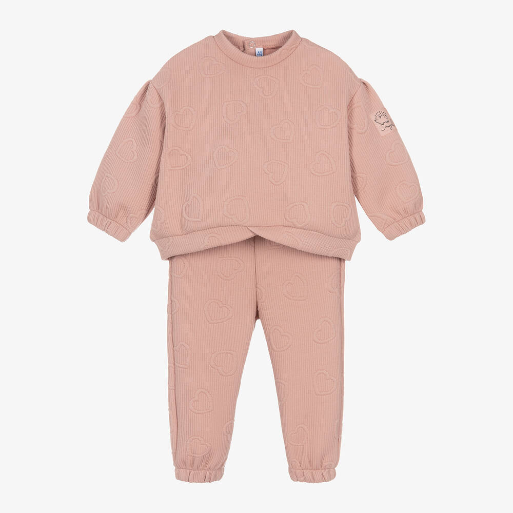 Mayoral - Girls Pink Hearts Tracksuit | Childrensalon