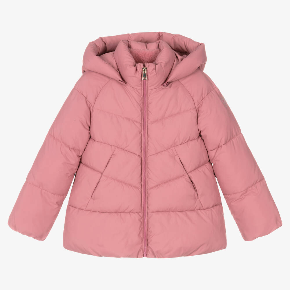 Mayoral - Girls Pink Hooded Puffer Coat | Childrensalon