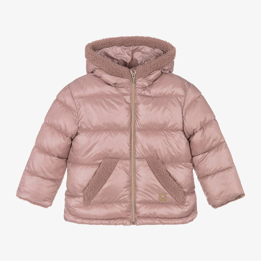 Mayoral - Girls Pink Hooded Puffer Coat | Childrensalon