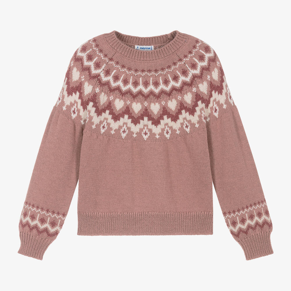 Mayoral - Girls Pink Knitted Jumper | Childrensalon