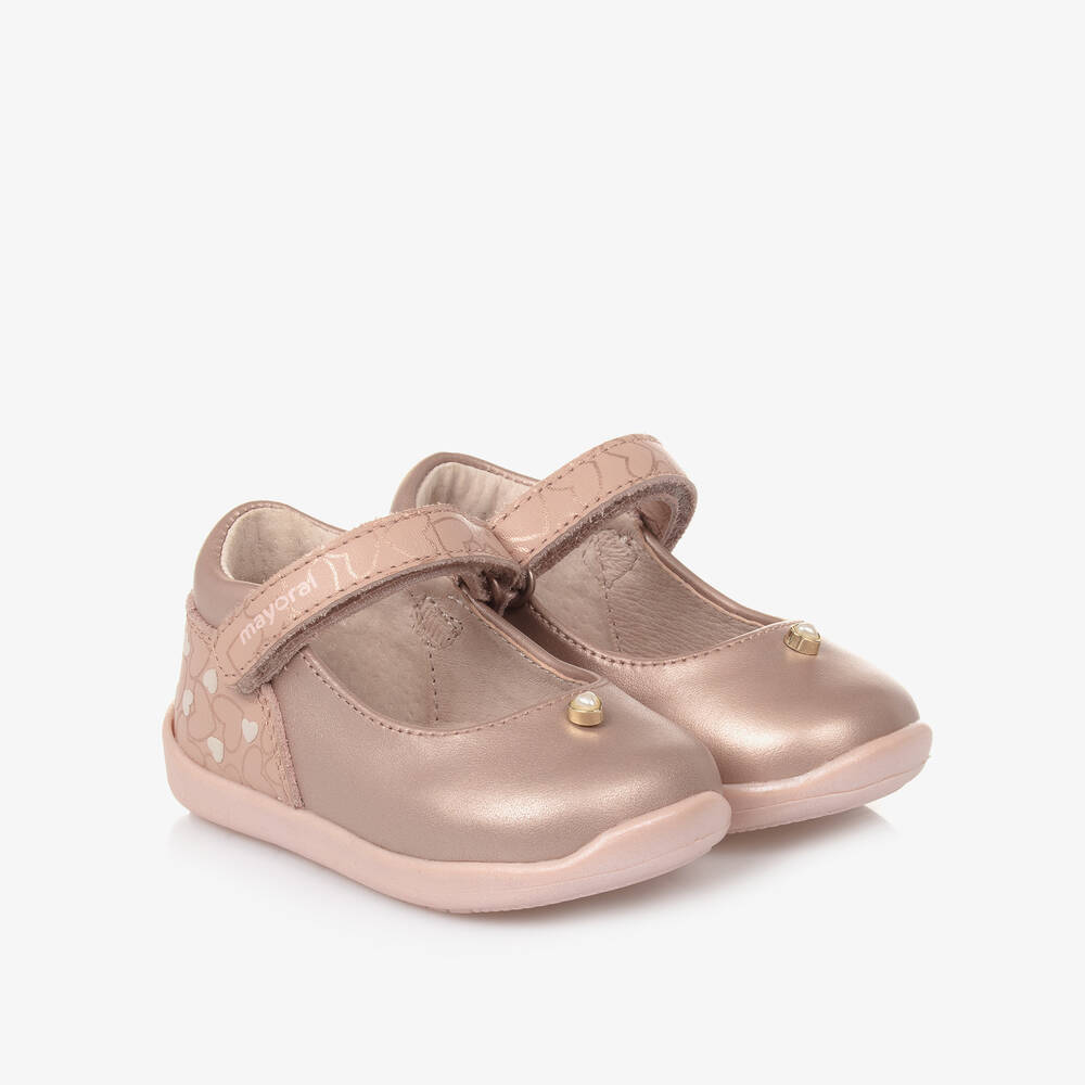 Mayoral - Girls Pink Leather First Walker Shoes | Childrensalon