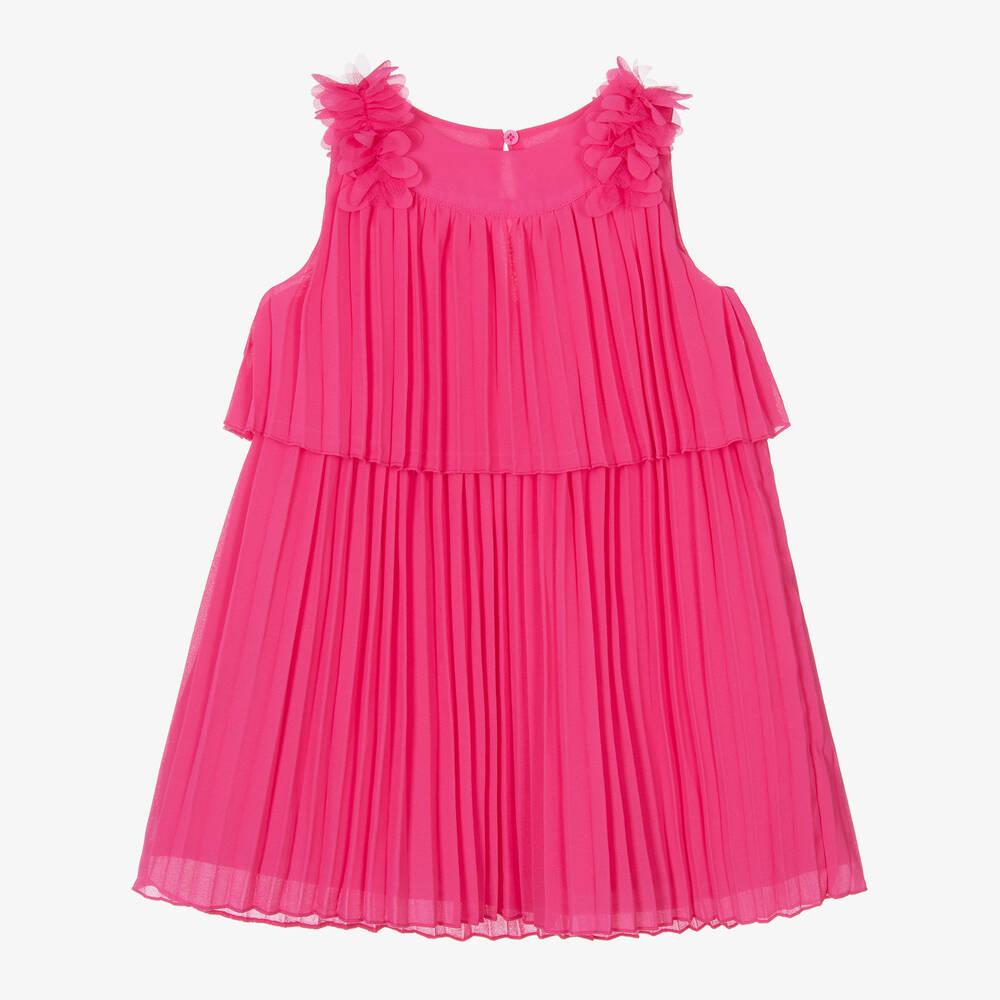 Mayoral - Girls Pink Pleated Chiffon Dress | Childrensalon