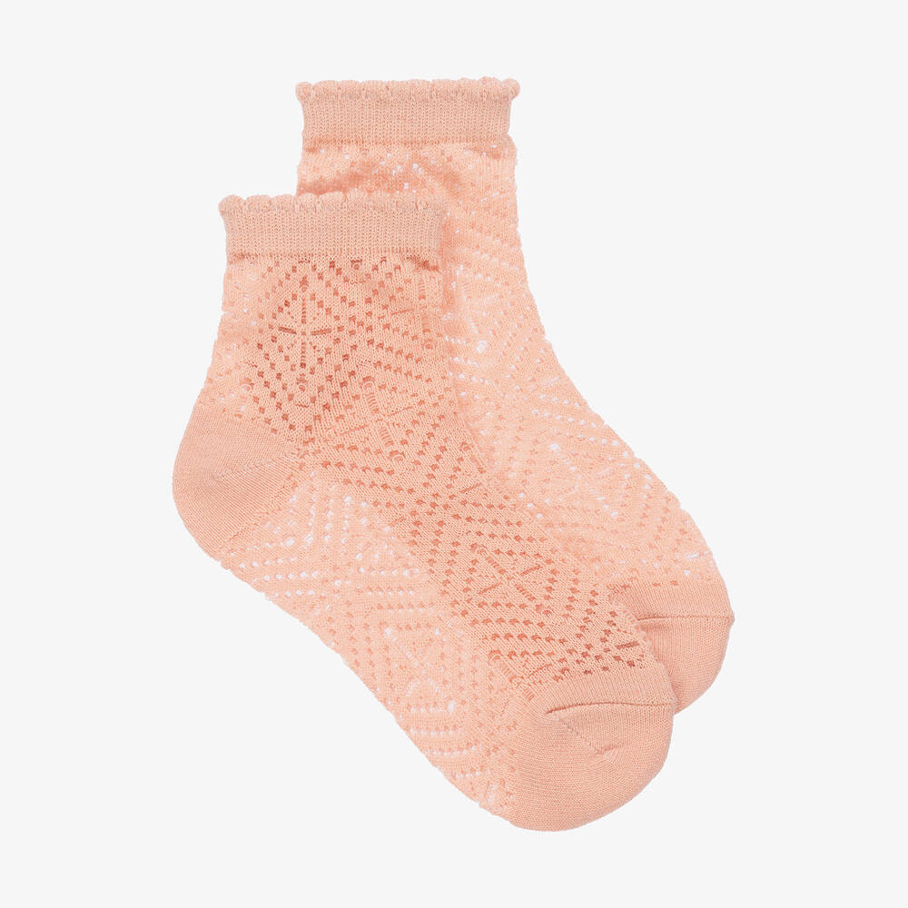 Mayoral - Girls Pink Pointelle Knit Ankle Socks | Childrensalon