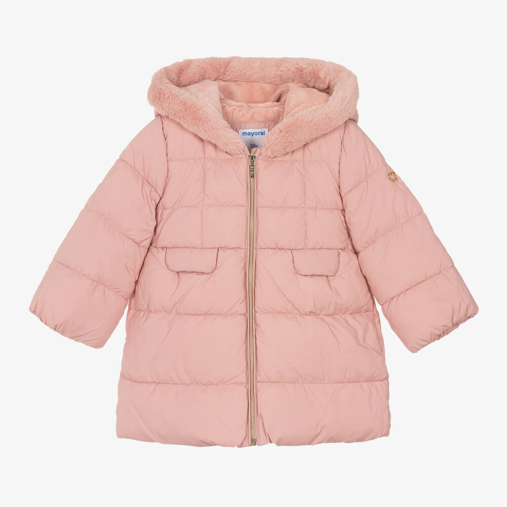 Mayoral - Girls Pink Puffer Coat | Childrensalon