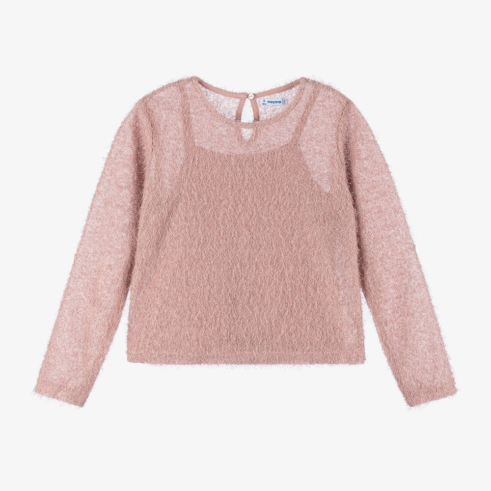 Mayoral - Girls Pink Shimmer Top | Childrensalon