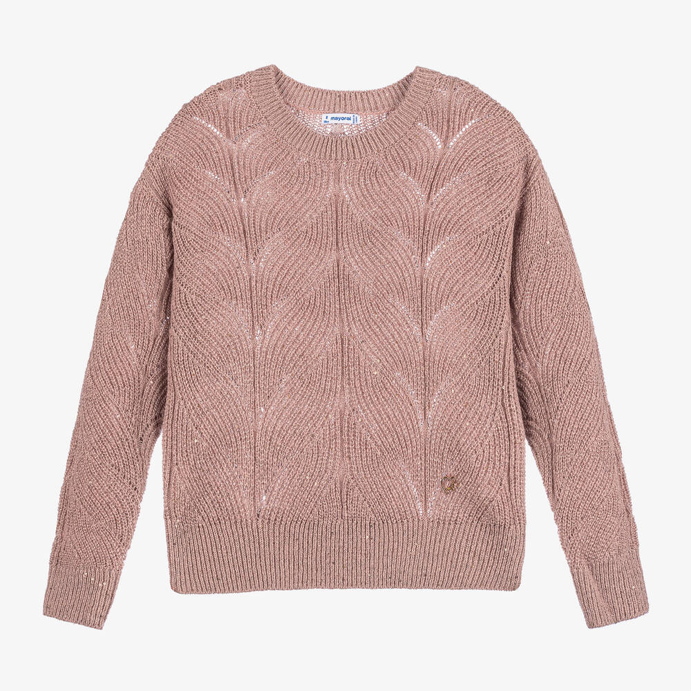 Mayoral - Girls Pink Sparkle Knit Sweater | Childrensalon