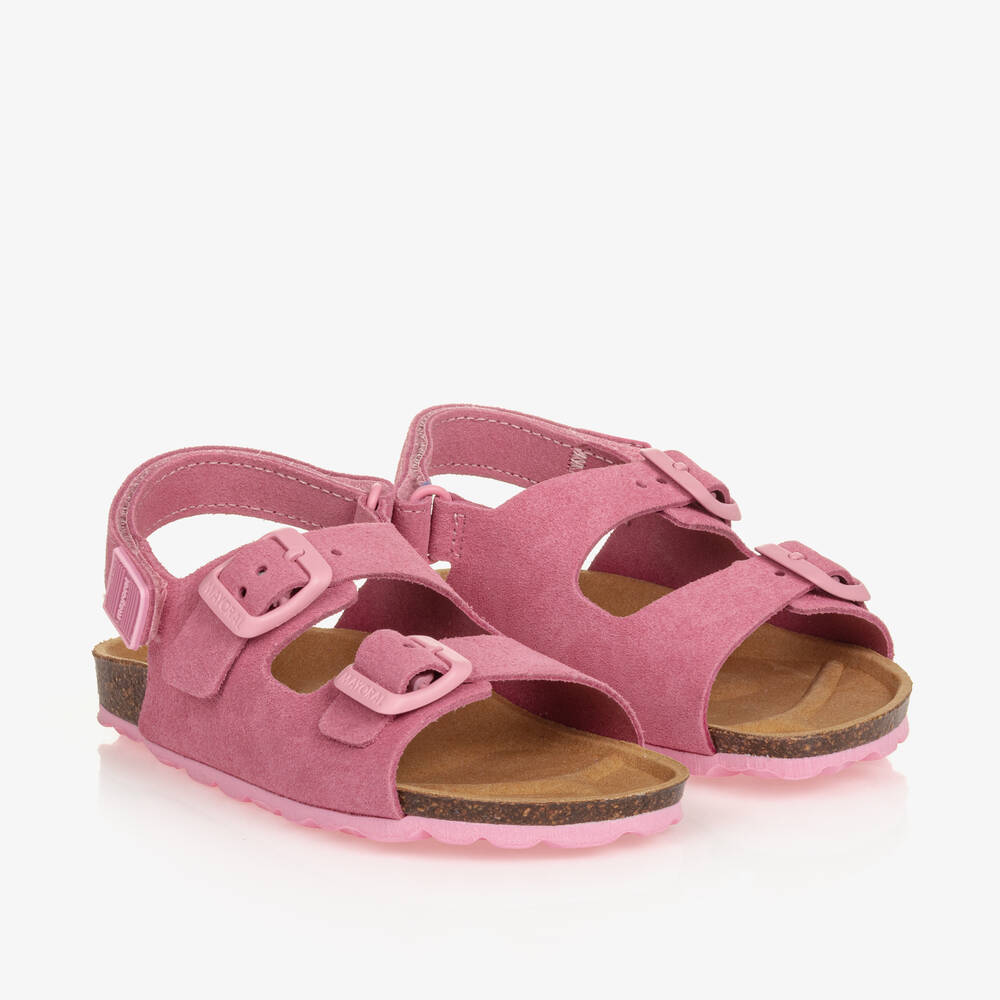 Mayoral Kids' Girls Pink Suede Leather Sandals