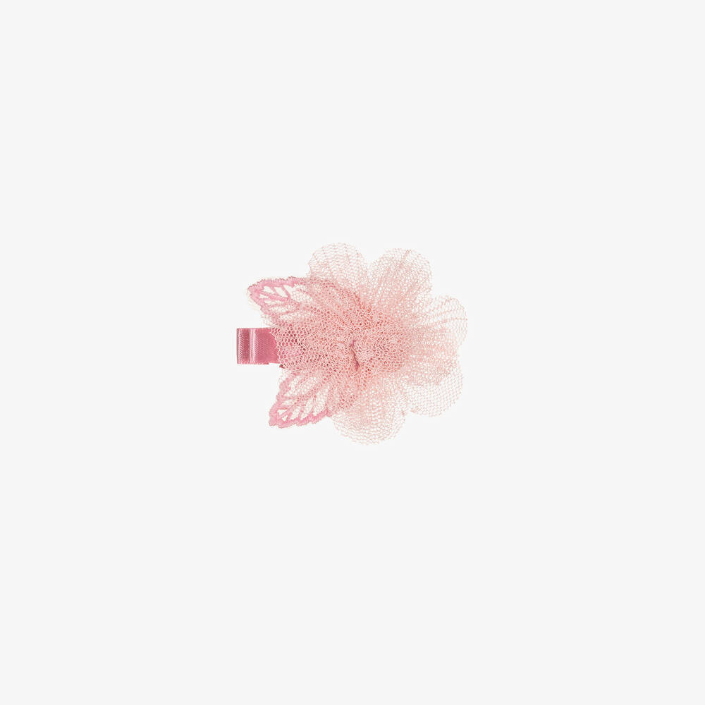 Mayoral - Girls Pink Tulle Flower Hair Clip (6cm) | Childrensalon