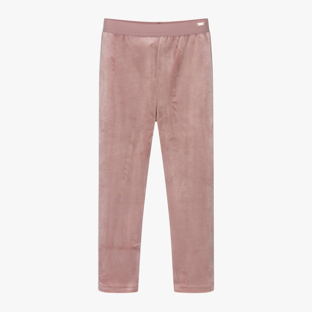 Mayoral - Girls Pink Velour Leggings | Childrensalon