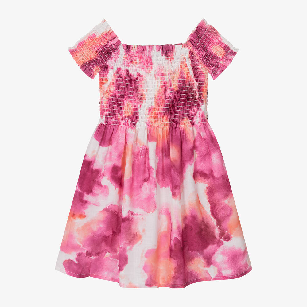 Mayoral - Girls Pink Watercolour Print Dress | Childrensalon