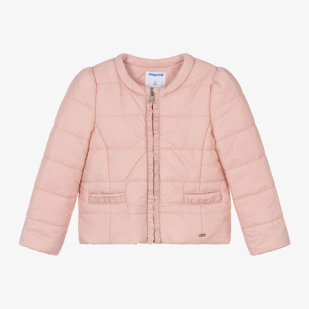 Mayoral - Girls Pink Zip-Up Puffer Jacket | Childrensalon
