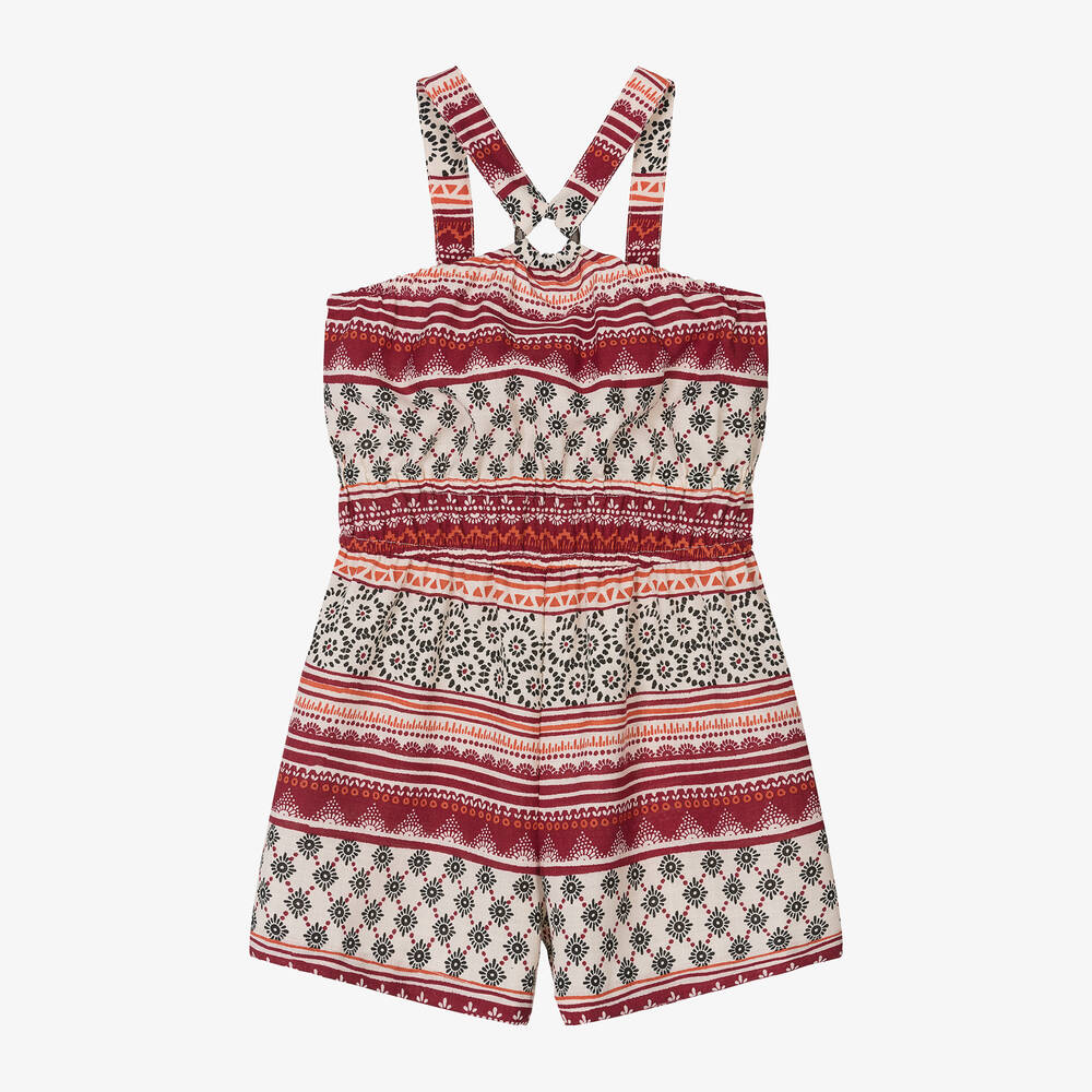 Mayoral - Girls Red Abstract Print Playsuit | Childrensalon