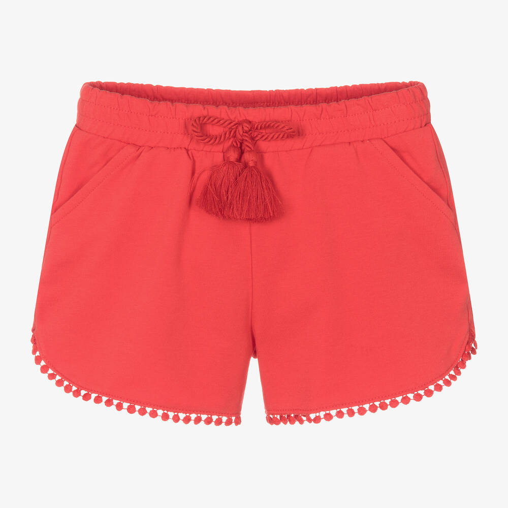 Mayoral - Girls Red Cotton Jersey Shorts | Childrensalon
