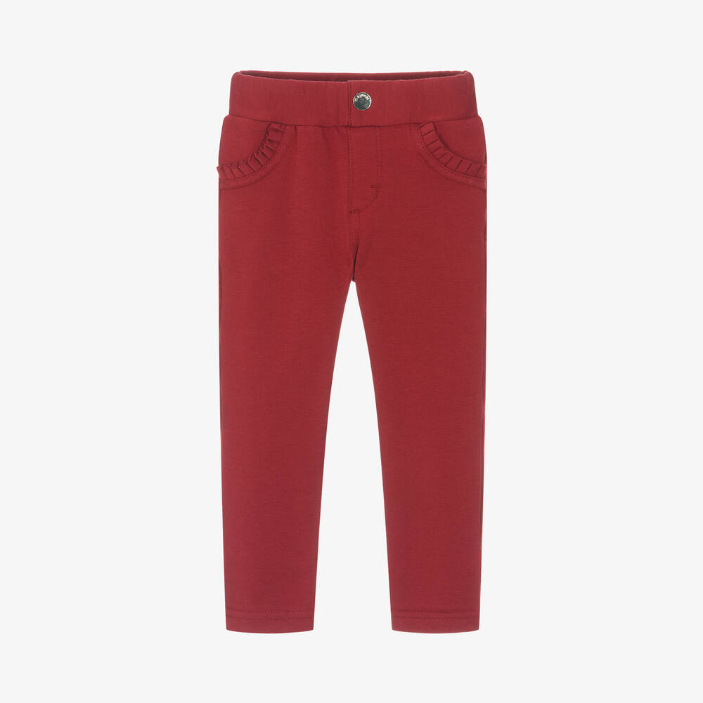 Mayoral - Girls Red Cotton Jersey Trousers | Childrensalon