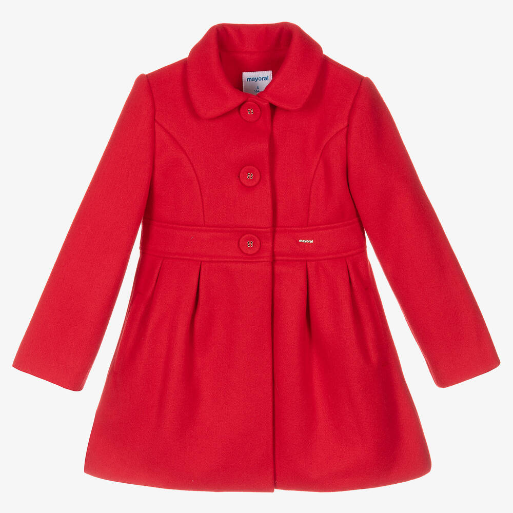 Mayoral - Girls Red Felted Coat | Childrensalon