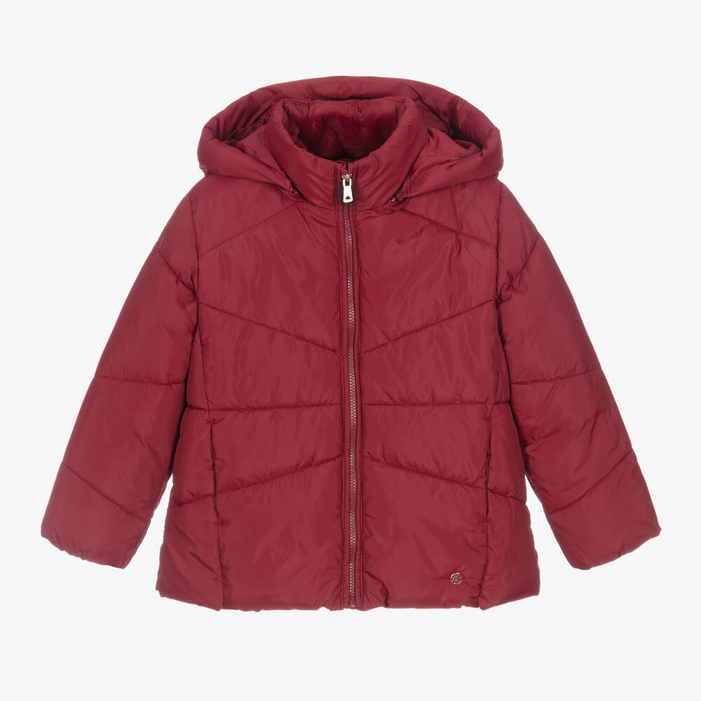 Mayoral - Girls Red Hooded Puffer Coat | Childrensalon