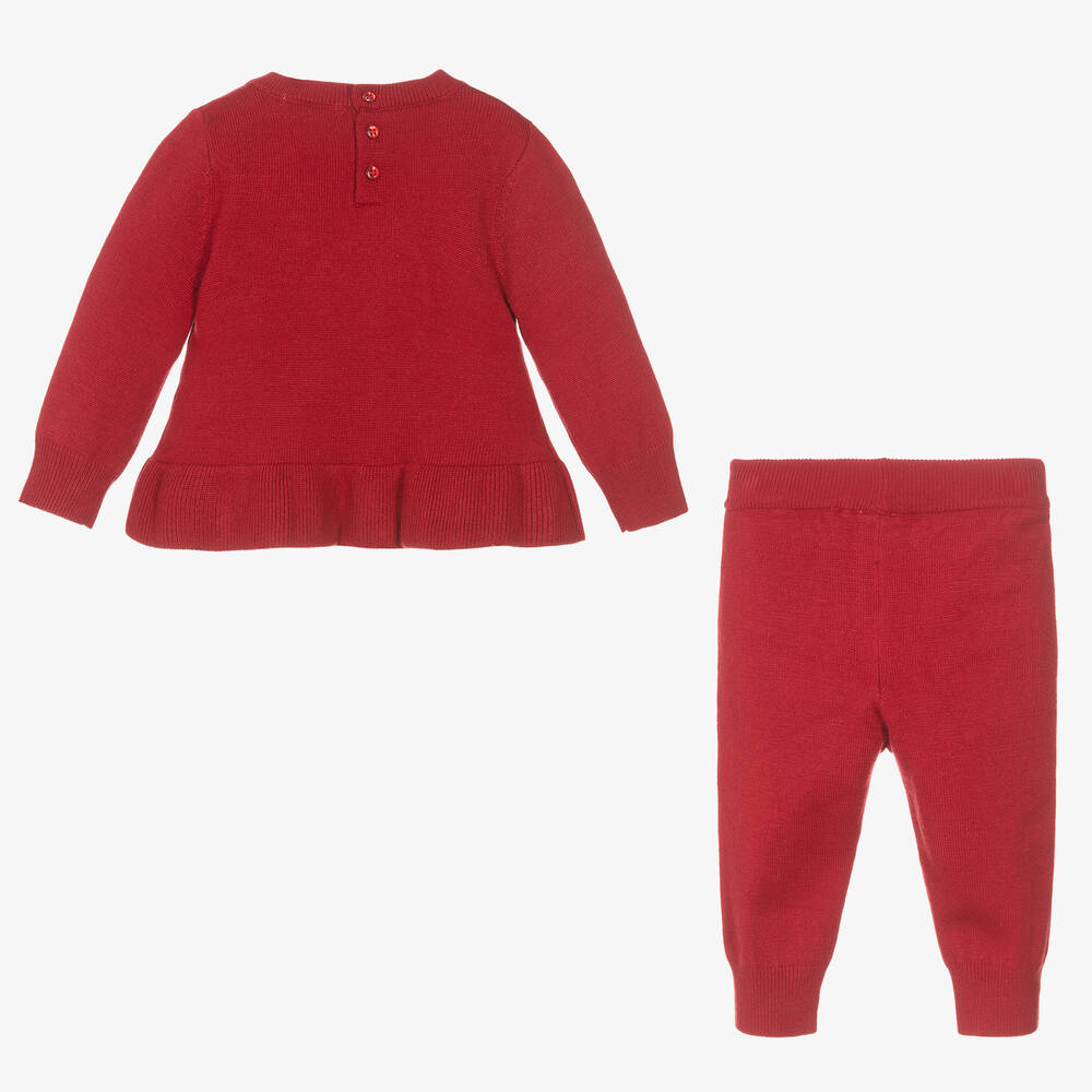 Mayoral Girls Red Knit Trouser Set Childrensalon