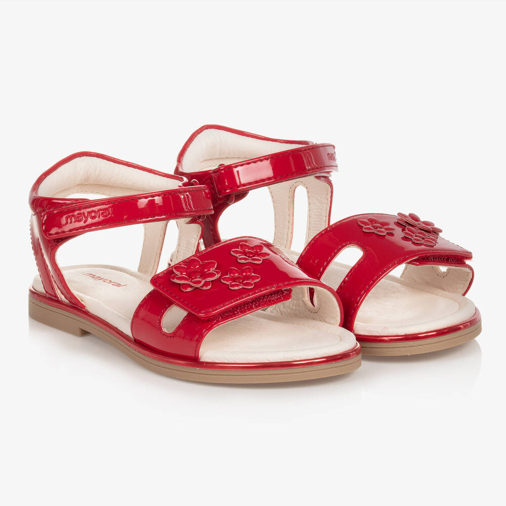 Mayoral - Girls Red Patent Velcro Sandals | Childrensalon