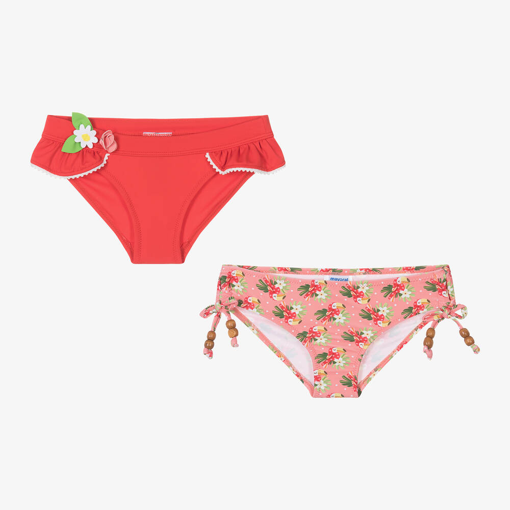 Mayoral - Girls Red & Pink Bikini Bottoms (2 Pack) | Childrensalon
