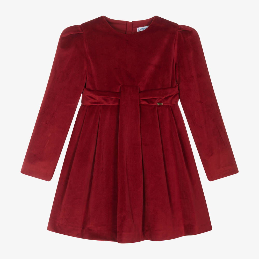 Mayoral - Girls Red Velvet Dress | Childrensalon