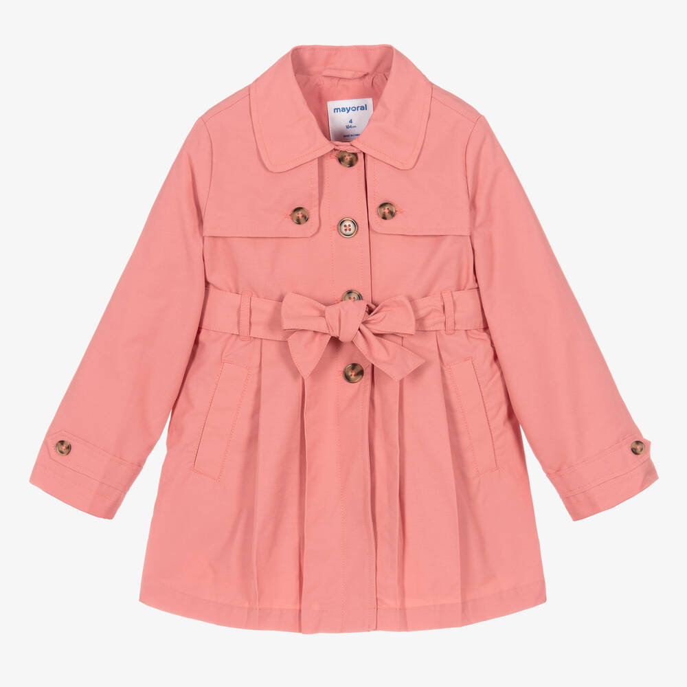 Mayoral - Girls Rose Pink Trench Coat | Childrensalon