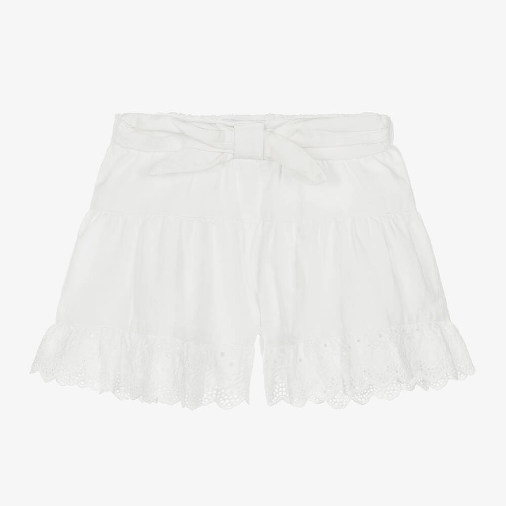 Mayoral Babies' Girls White Broderie Anglaise Shorts