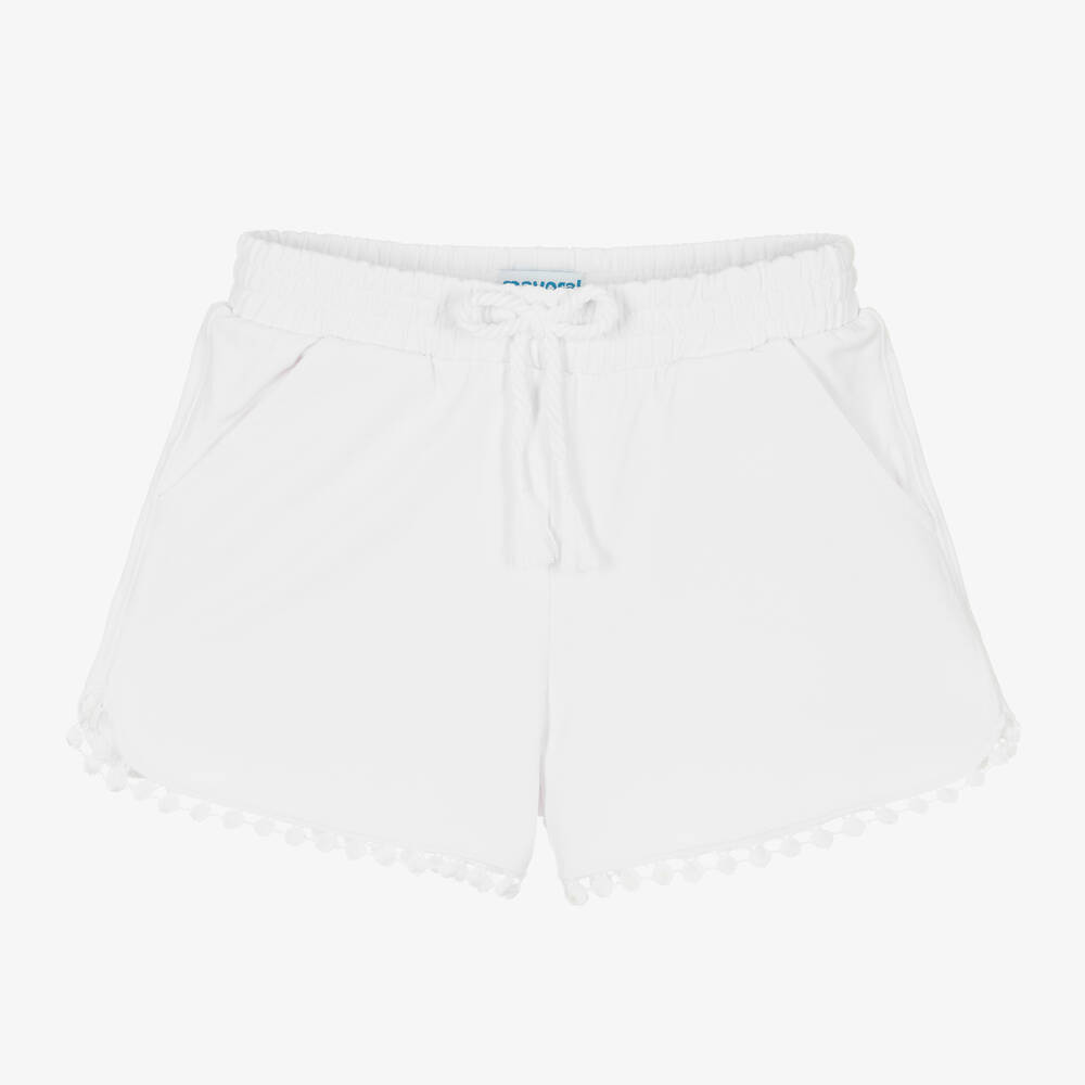 Mayoral - Girls White Cotton Jersey Shorts | Childrensalon