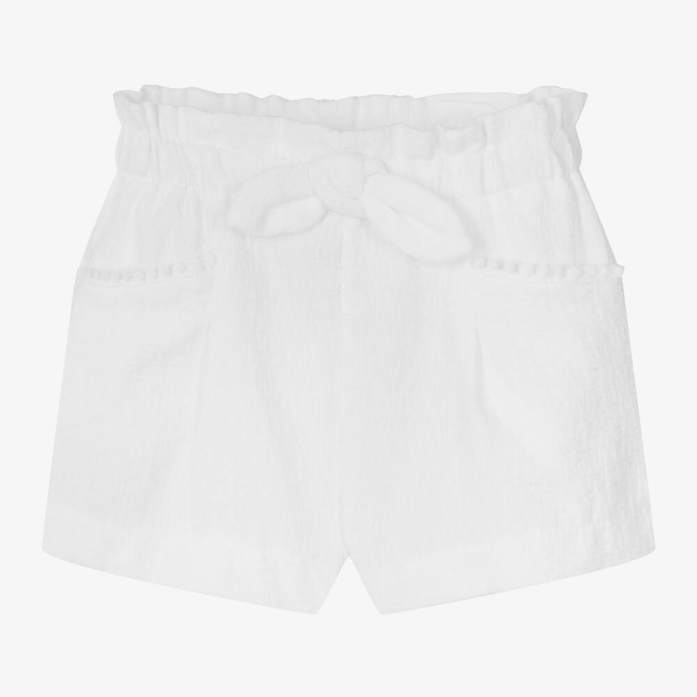 Mayoral - Girls White Cotton Shorts | Childrensalon