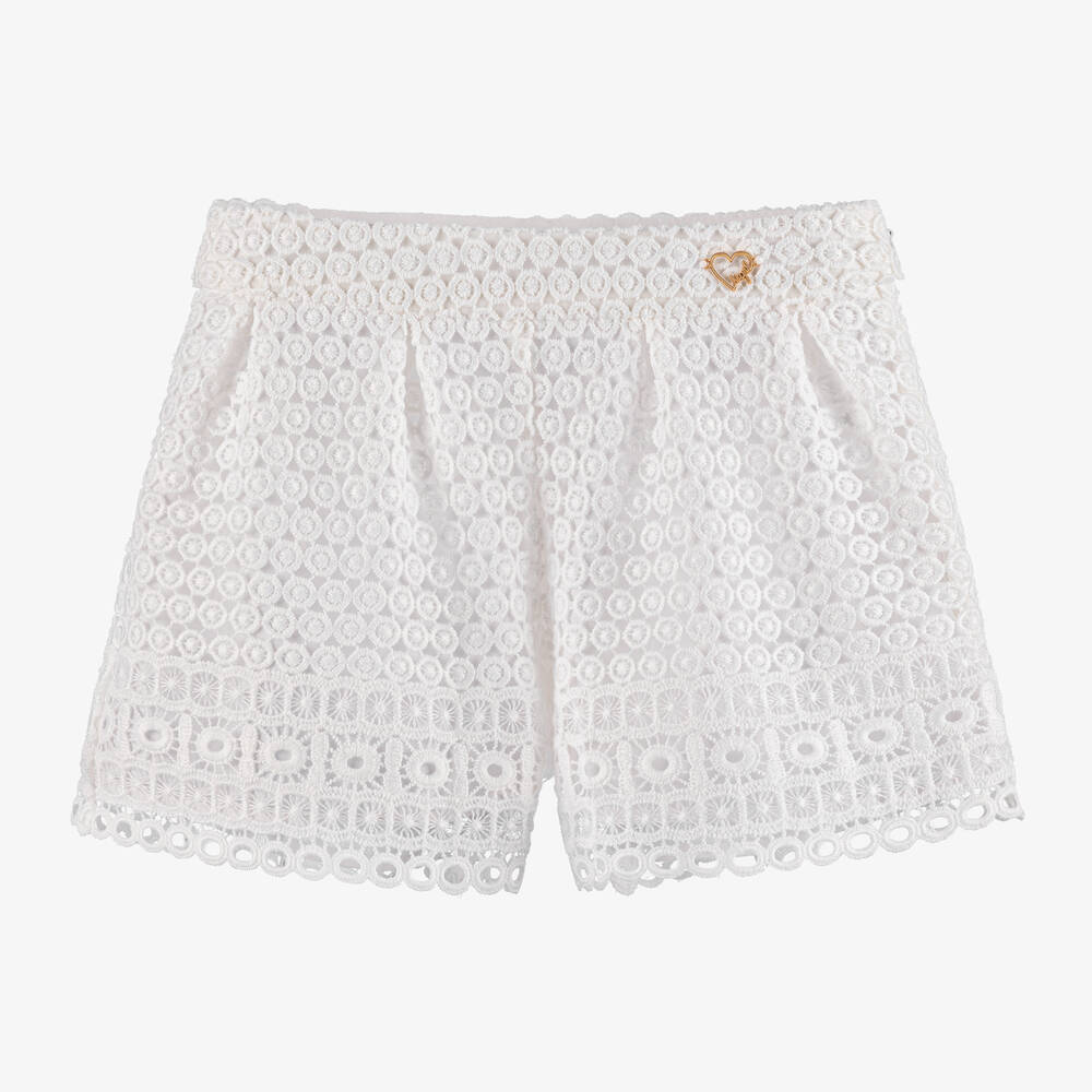 Mayoral - Girls White Guipure Lace Shorts | Childrensalon