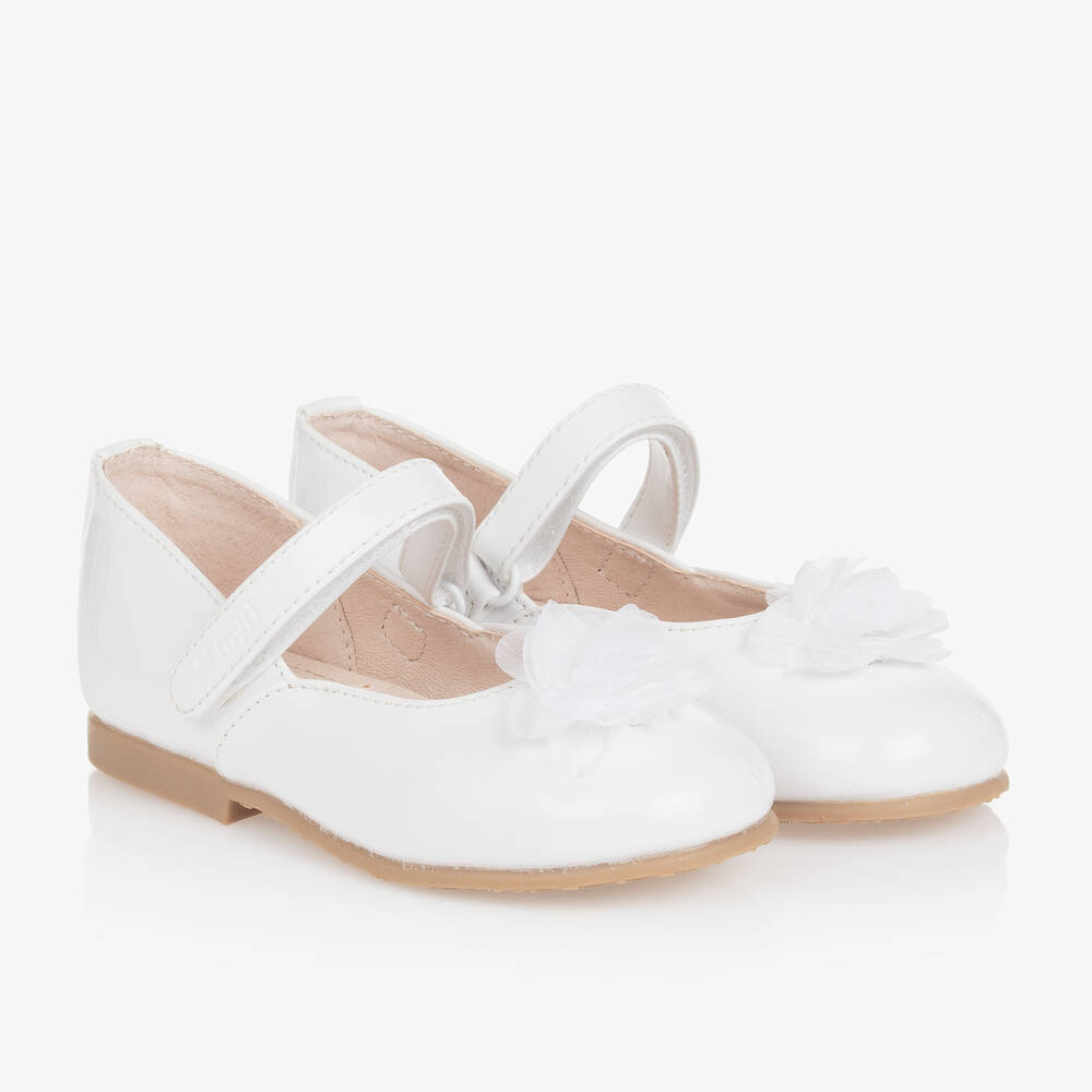 Mayoral - Girls White Patent Flower Shoes | Childrensalon