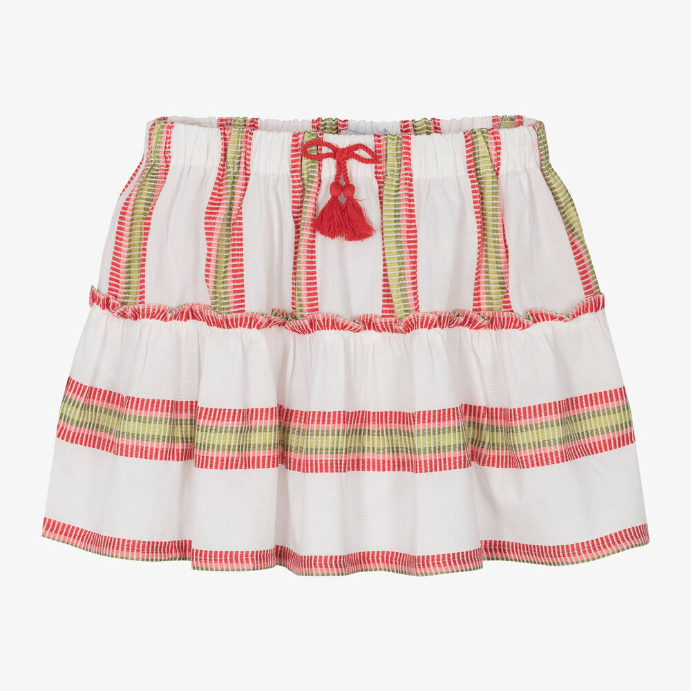 Mayoral - Girls White & Red Cotton Skirt | Childrensalon