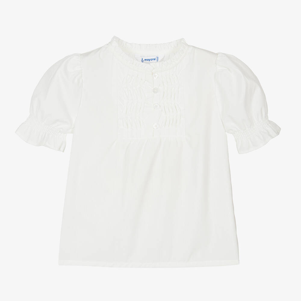 Mayoral - Белая блузка со сборками  | Childrensalon