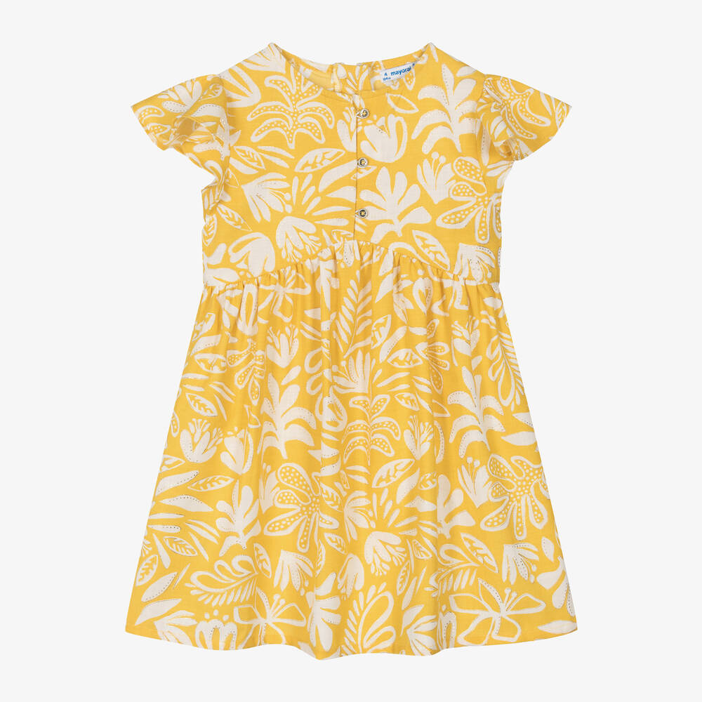 Mayoral - Girls Yellow Floral Dress | Childrensalon