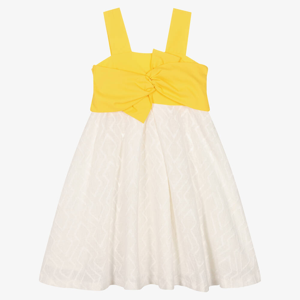 Mayoral - Girls Yellow & Ivory Cotton Dress | Childrensalon