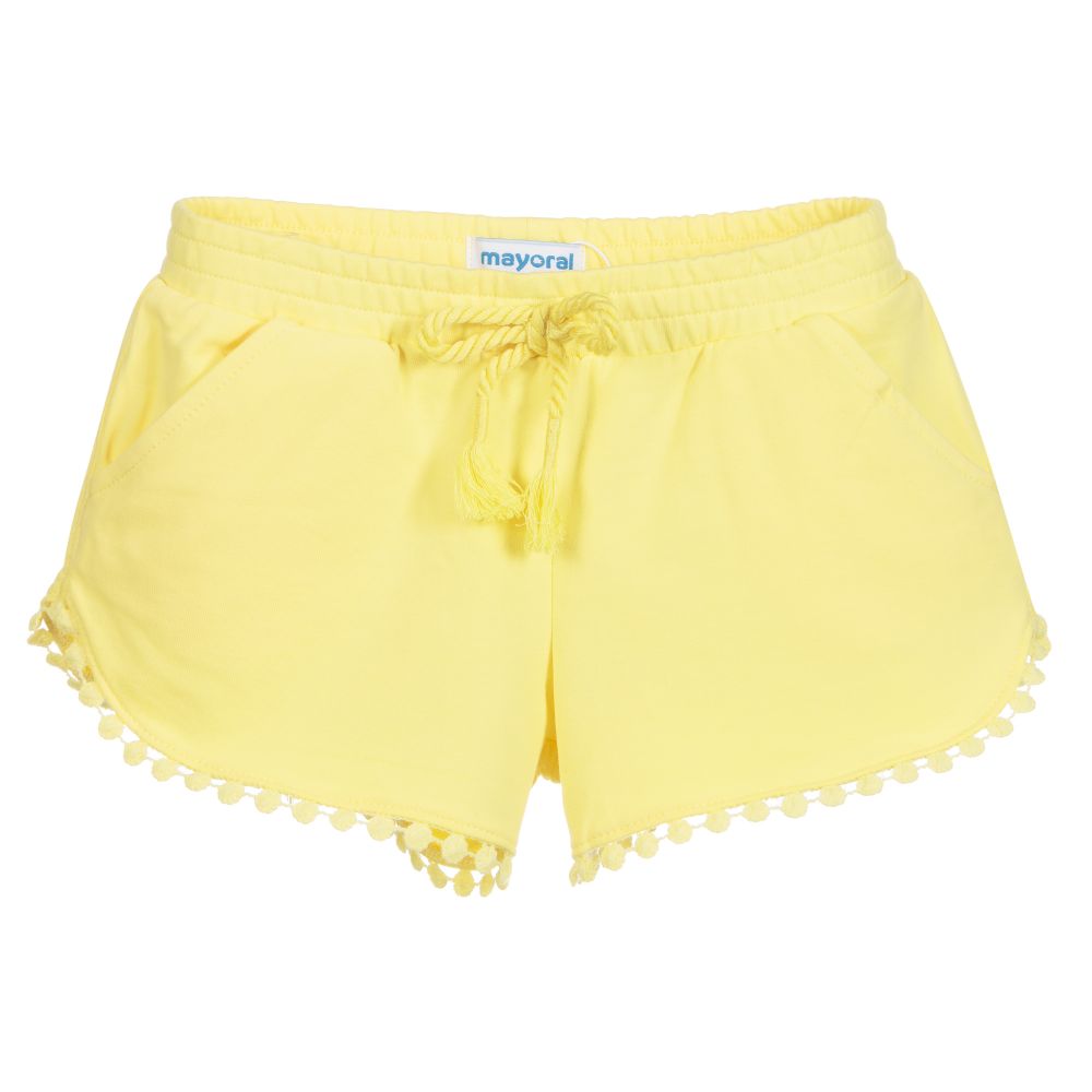 Mayoral - Girls Yellow Jersey Shorts | Childrensalon