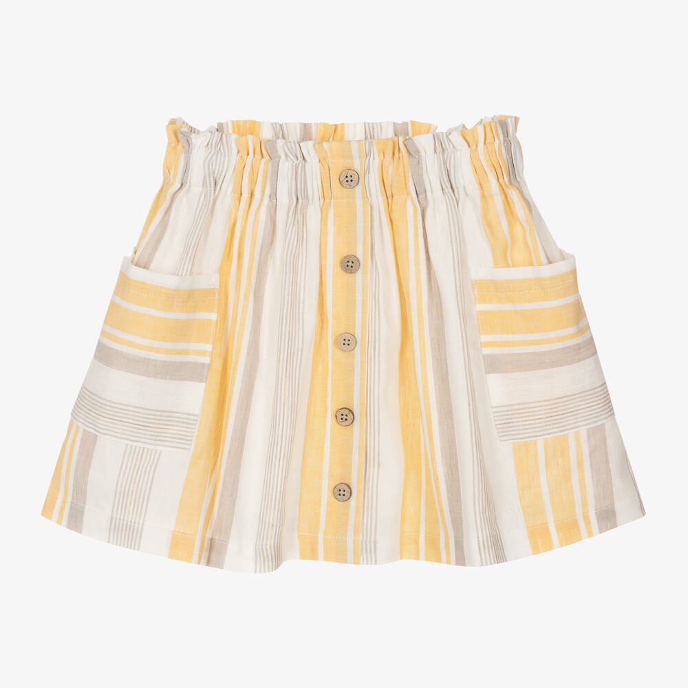 Shop Mayoral Girls Yellow Linen & Cotton Skirt