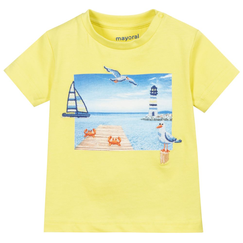 Mayoral - Green Cotton Seaside T-Shirt | Childrensalon
