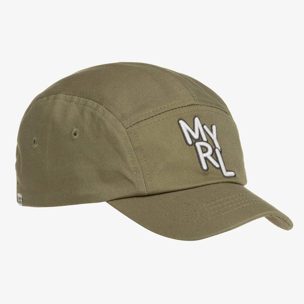 Shop Mayoral Green Embroidered Cotton Cap